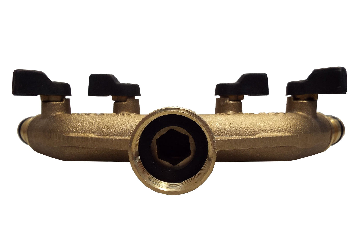 4-Way Manifold with Valves & Threaded Outlets Brass