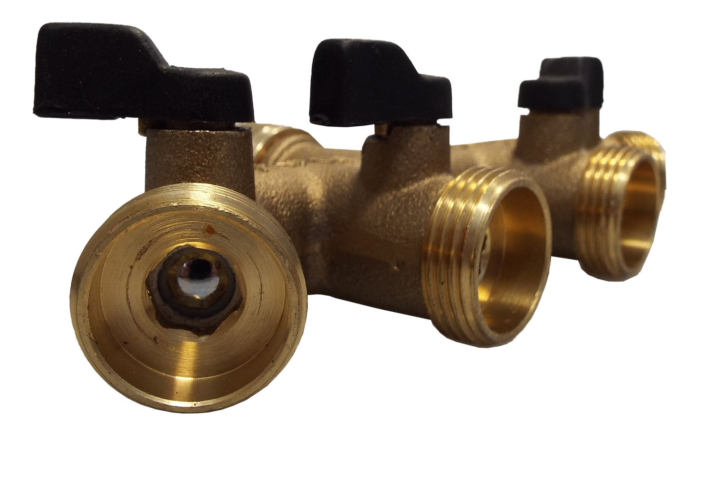 4-Way Manifold with Valves & Threaded Outlets Brass