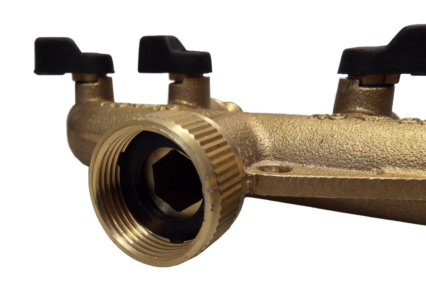 4-Way Manifold with Valves & Threaded Outlets Brass