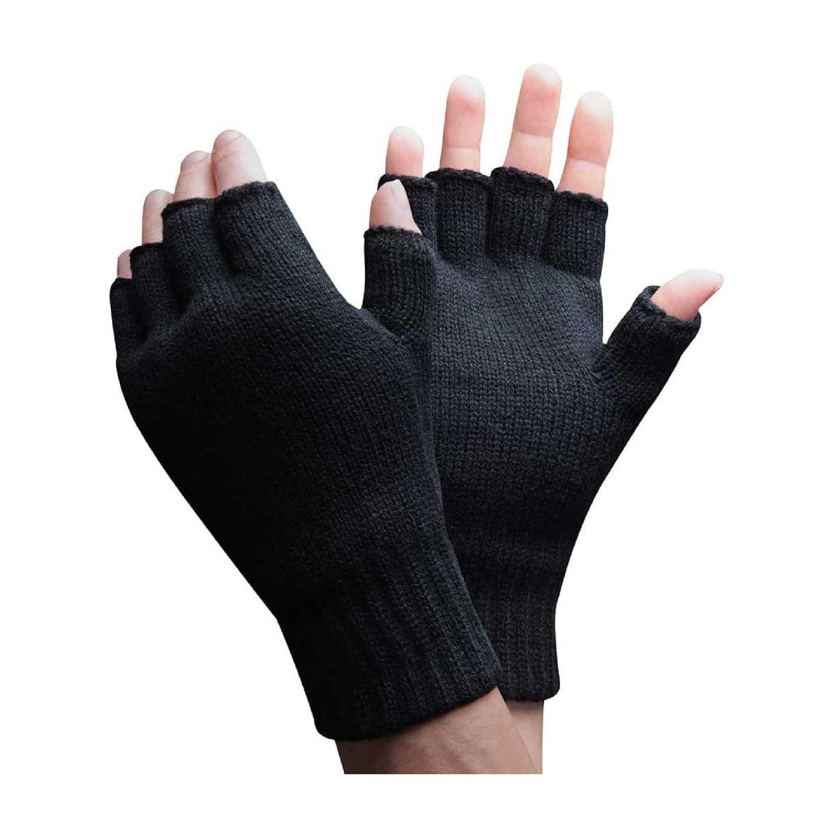 Mens 3M Thinsulate Thermal Insulated Black Fingerless Gloves