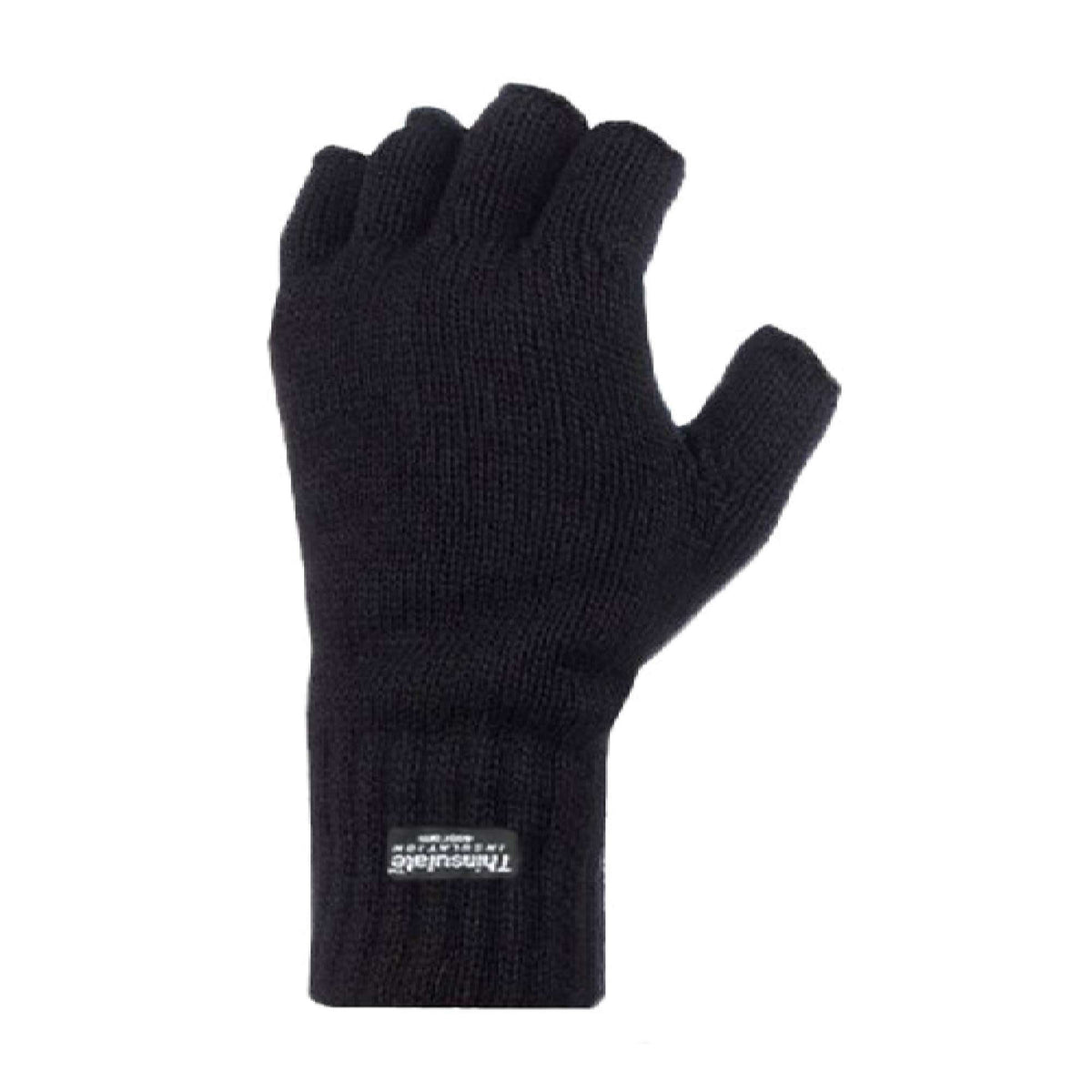 Mens 3M Thinsulate Thermal Insulated Black Fingerless Gloves
