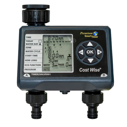 Cost Wise Double Outlet Water Timer Outdoor Watering Kit Drip Irrigation Fitting