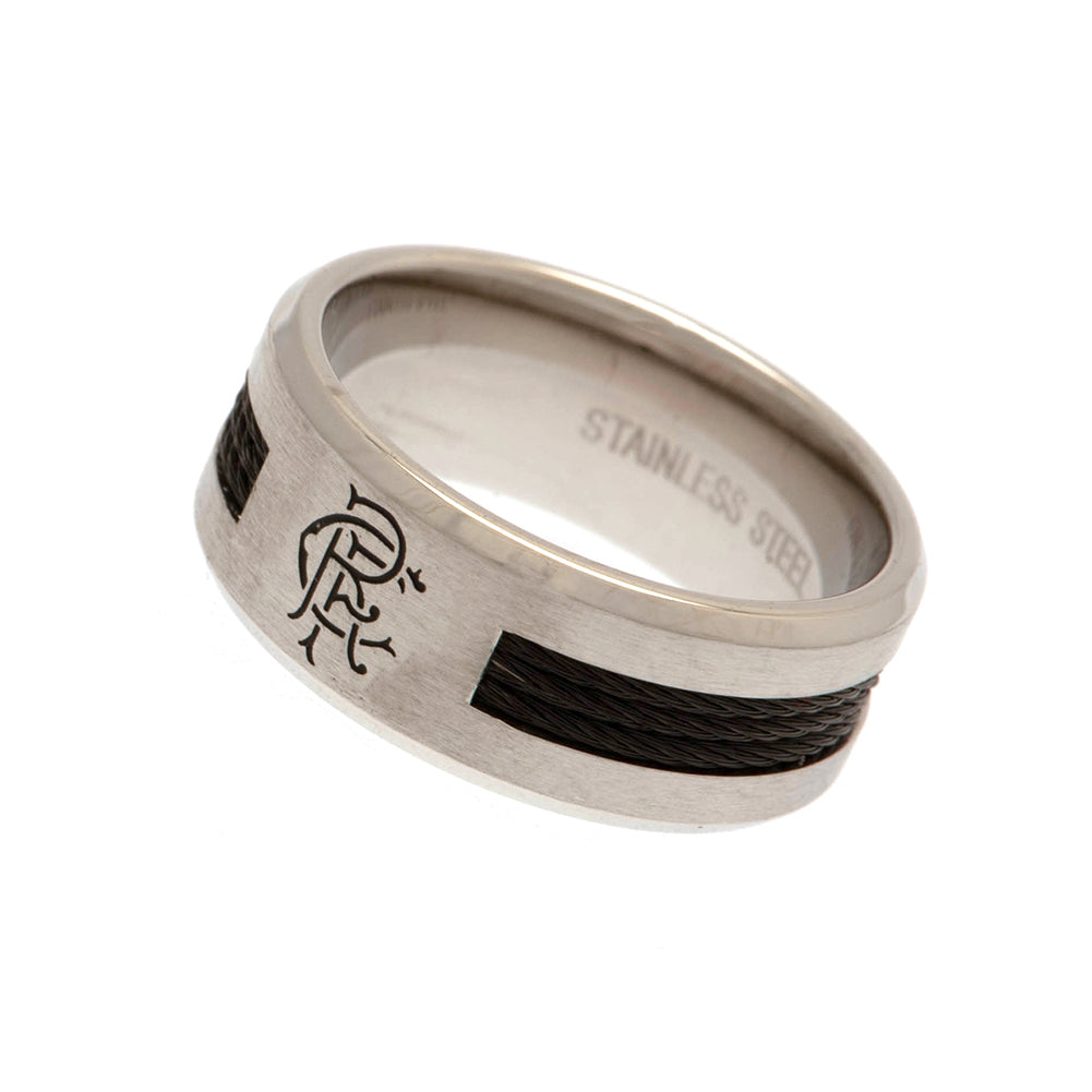 Rangers FC Black Inlay Stainless Steel Ring