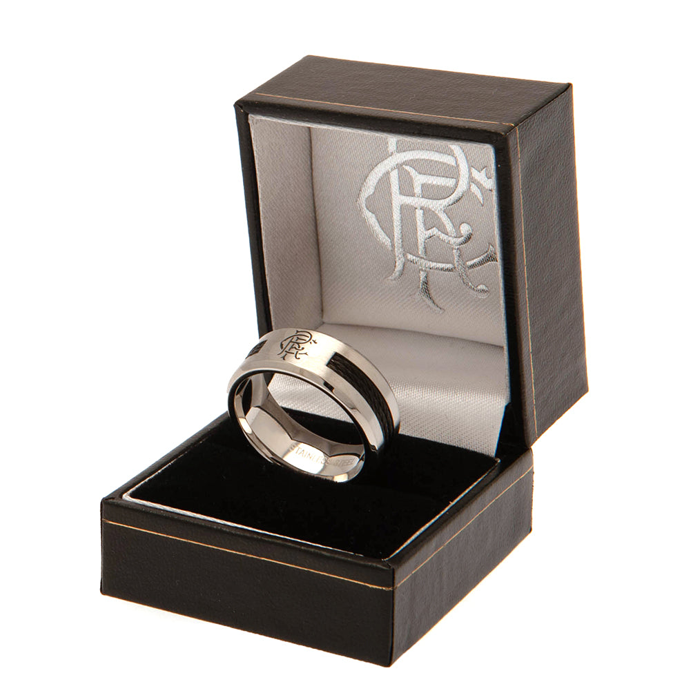 Rangers FC Black Inlay Stainless Steel Ring