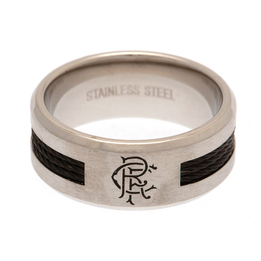 Rangers FC Black Inlay Stainless Steel Ring