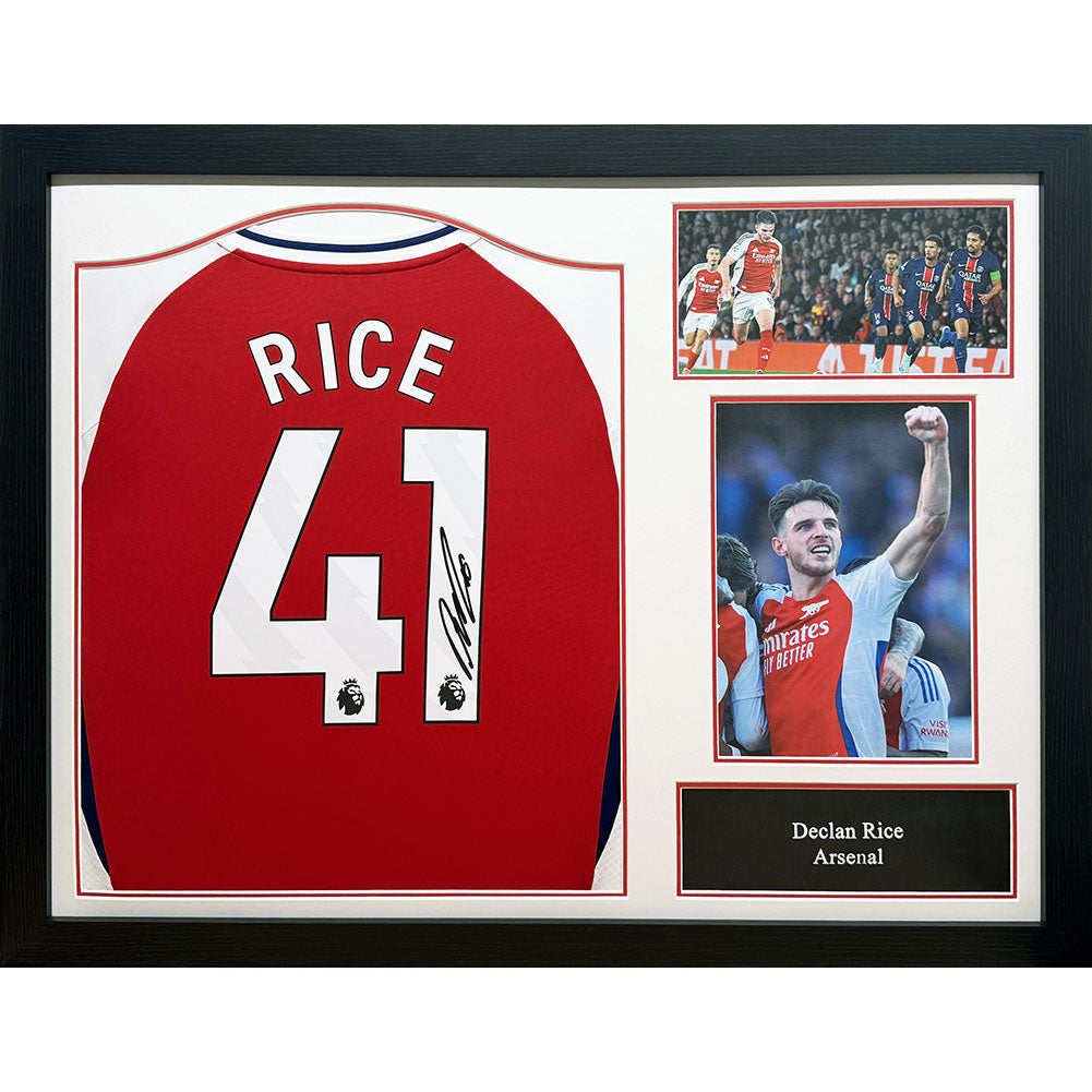 Arsenal FC Rice Signed Shirt (Framed)