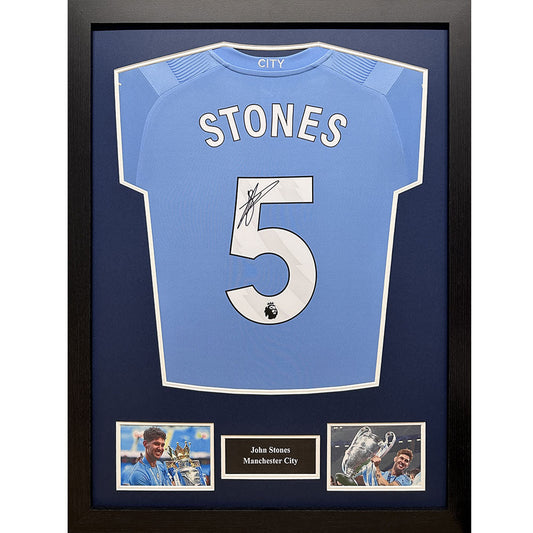 Manchester City FC Stone Signed Shirt (Framed)
