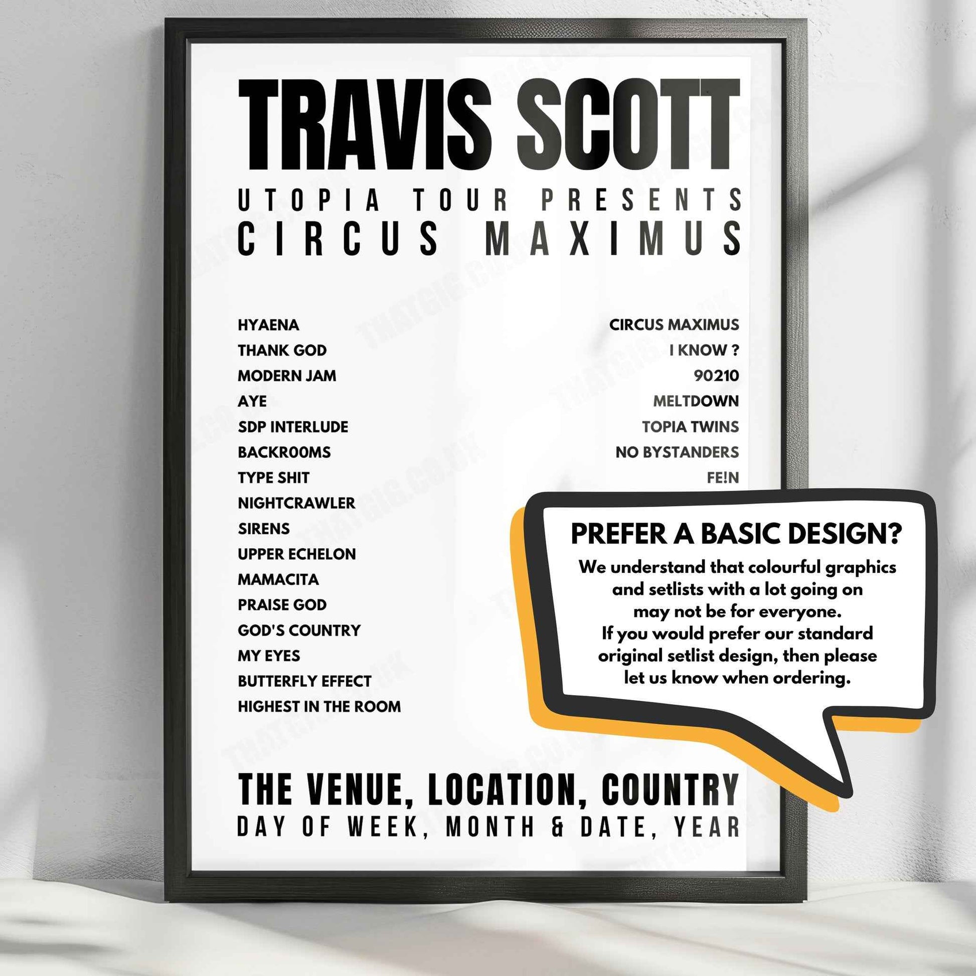 Travis Scott Setlist Poster - MGM Grand Garden Arena, Las Vegas - October 29th, 2023