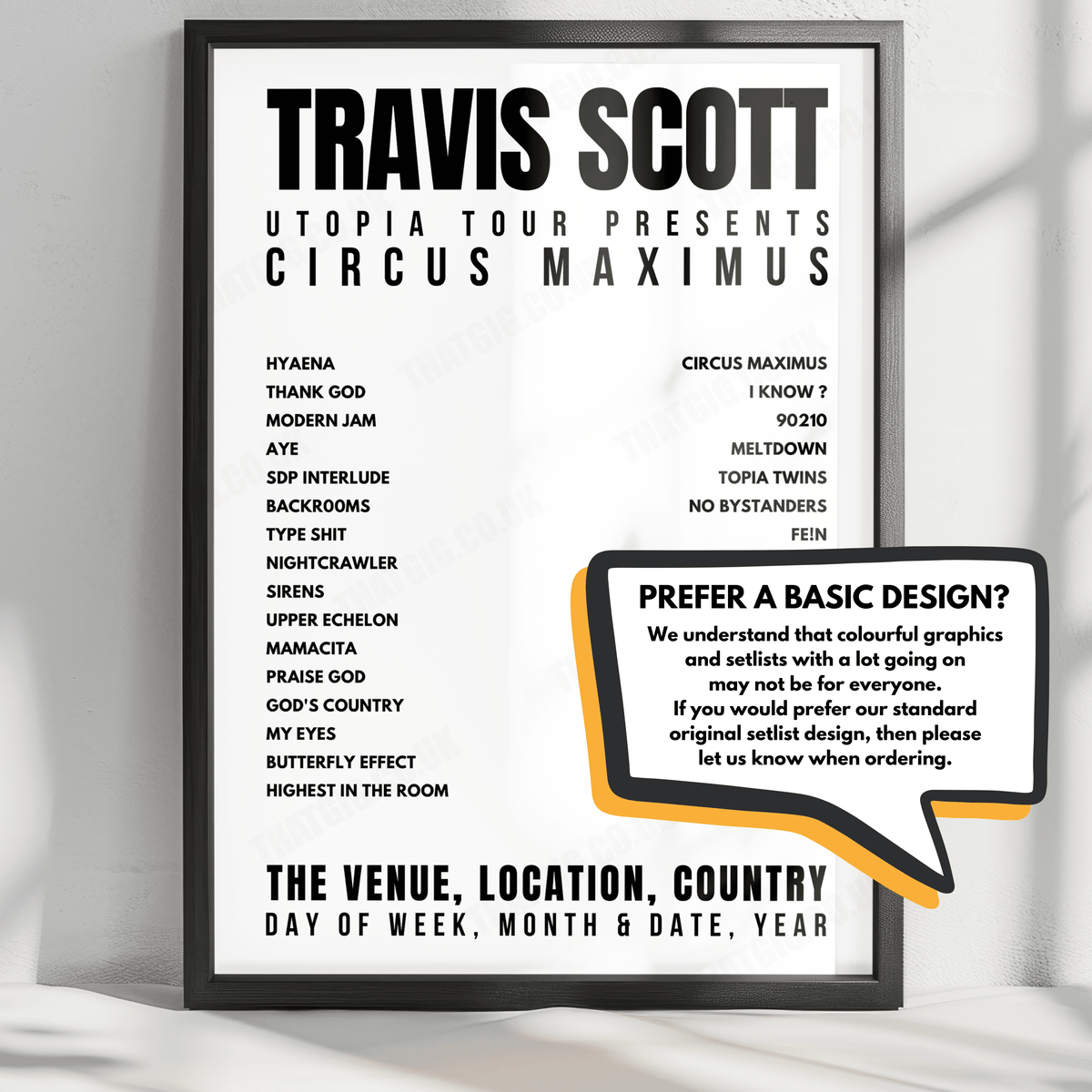 Travis Scott Setlist Poster - PNC Arena, Raleigh - October 13th, 2023