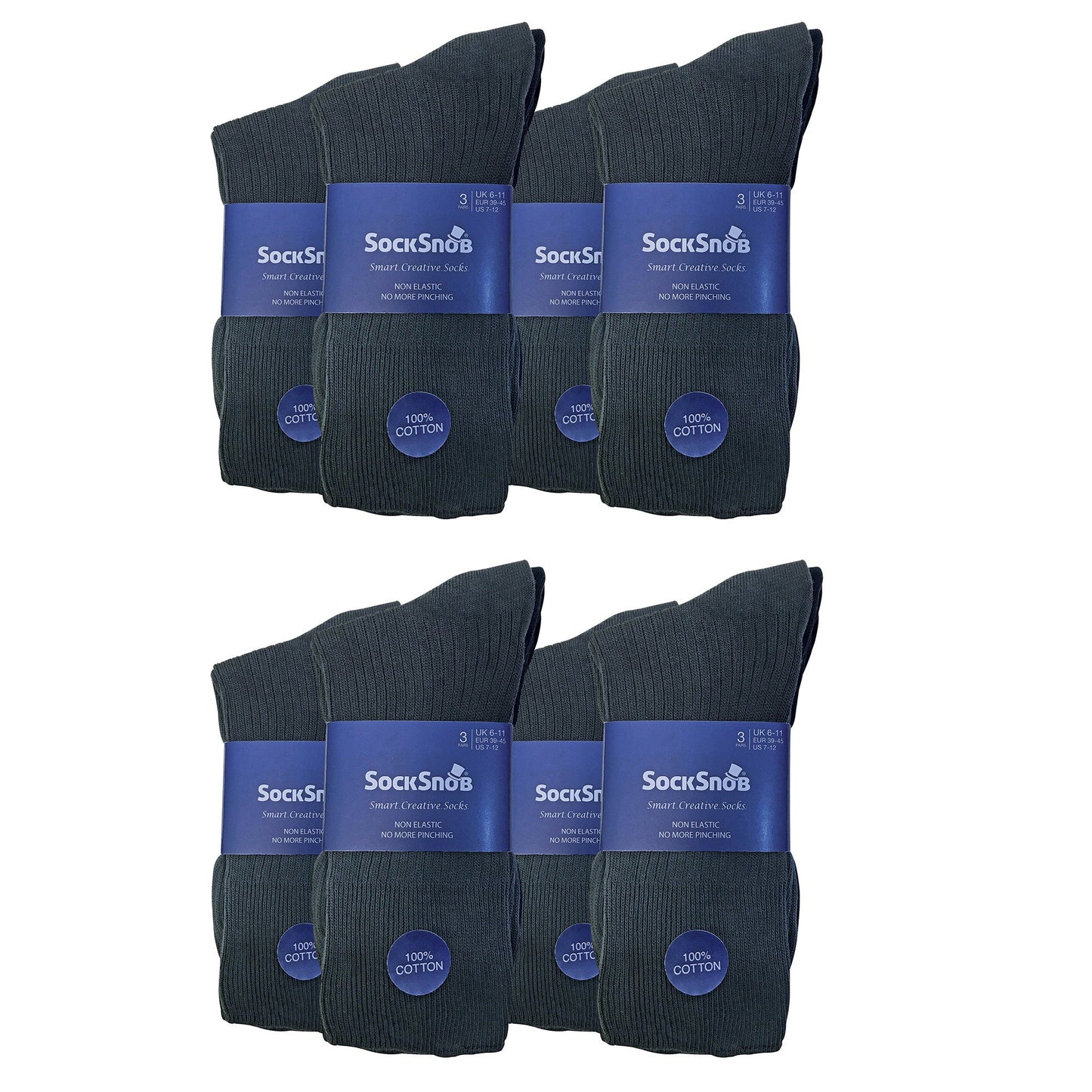 Mens Thin Soft 100% Cotton Non Elastic Dress Socks (Multipack Options)