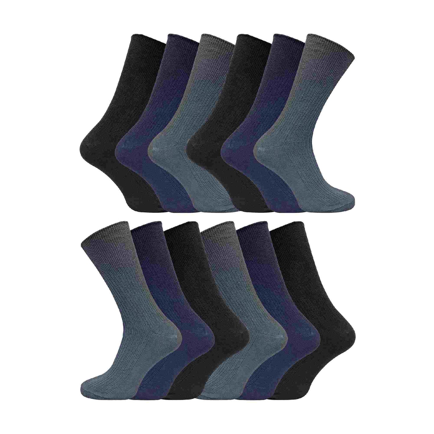Mens Thin Soft 100% Cotton Non Elastic Dress Socks (Multipack Options)