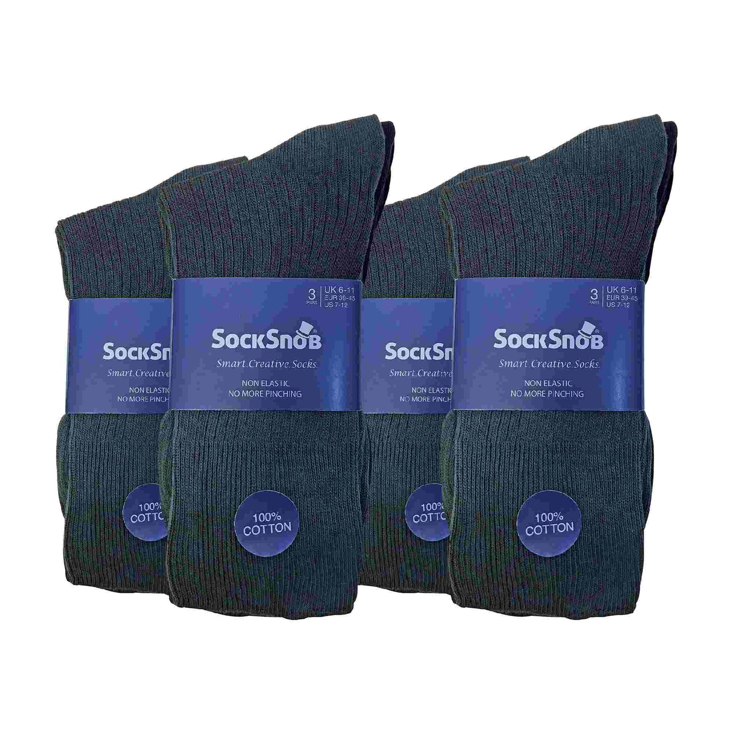 Mens Thin Soft 100% Cotton Non Elastic Dress Socks (Multipack Options)