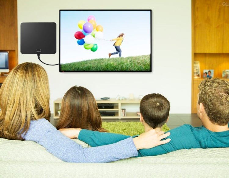 Ultra-thin Indoor HD Digital TV Antenna with 50 Miles Long Range Amplifier(Black)