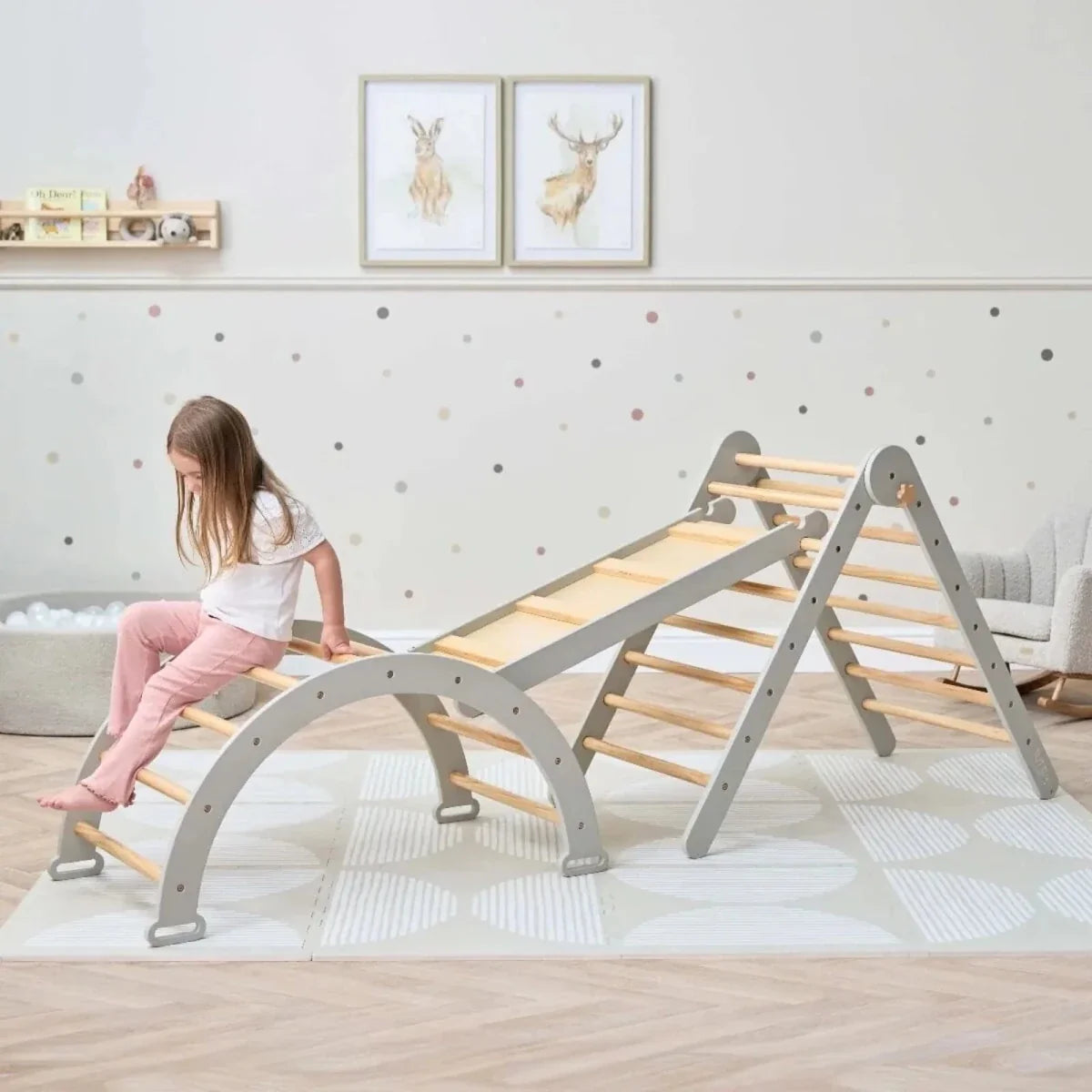 Tutti Bambini Scala Montessori 3-in-1 Pikler Climbing Frame with Climbing Wall - Mushroom