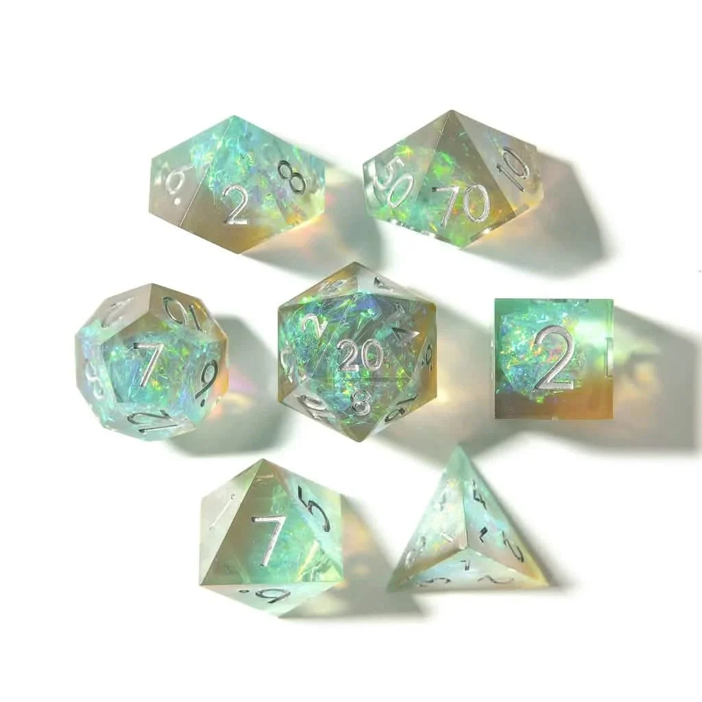 Sea Foam | Sharp Edge Dice | Resin | 7 Piece Set