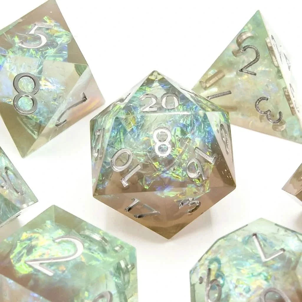 Sea Foam | Sharp Edge Dice | Resin | 7 Piece Set