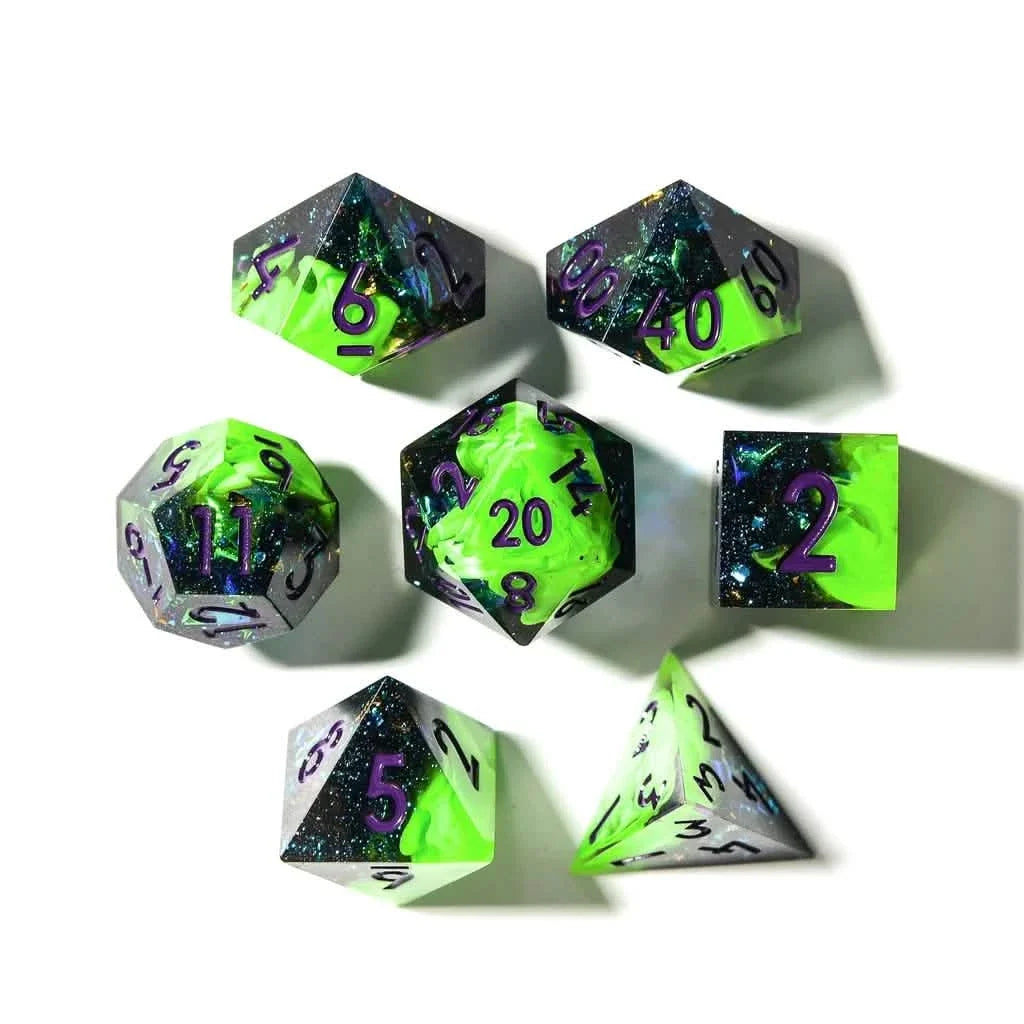 Toxic Elixer | Sharp Edge Dice | Resin | 7 Piece Set
