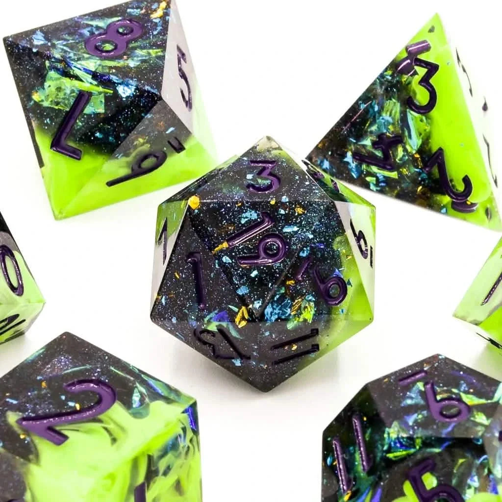 Toxic Elixer | Sharp Edge Dice | Resin | 7 Piece Set