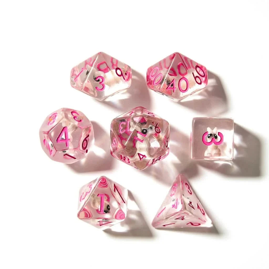 Rabbits | Soft Edge Dice | Resin | 7 Piece Set