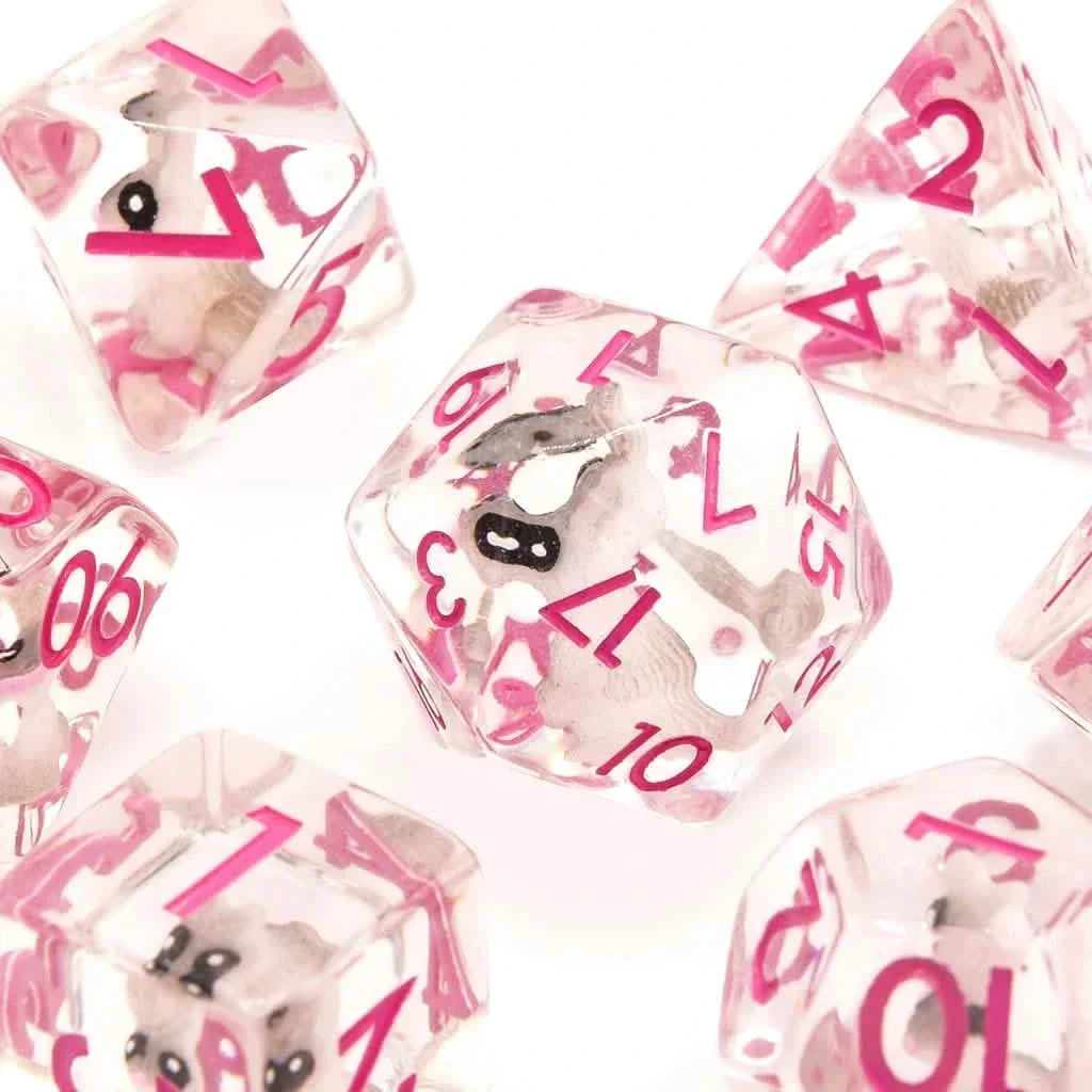 Rabbits | Soft Edge Dice | Resin | 7 Piece Set