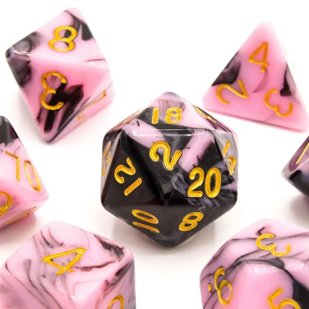 Bubblegum Midnight | Soft Edge Dice | Acrylic | 7 Piece Set