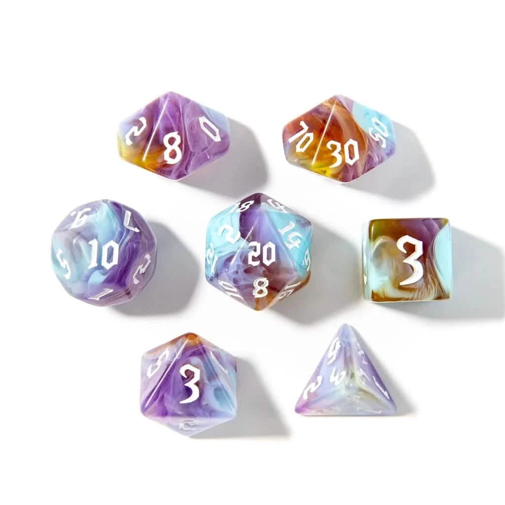 Mystic Earth | Soft Edge Dice | Acrylic | 7 Piece Set