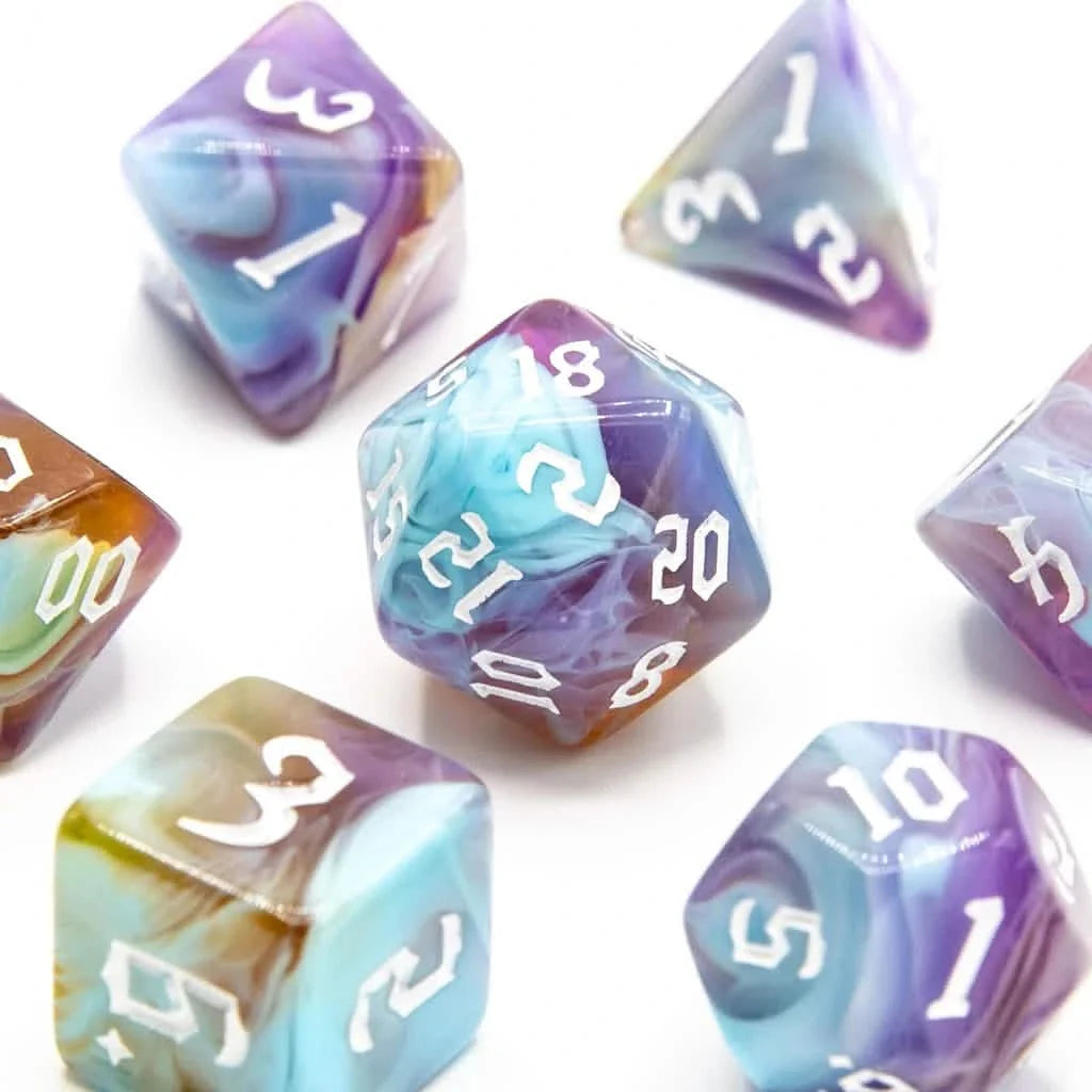 Mystic Earth | Soft Edge Dice | Acrylic | 7 Piece Set
