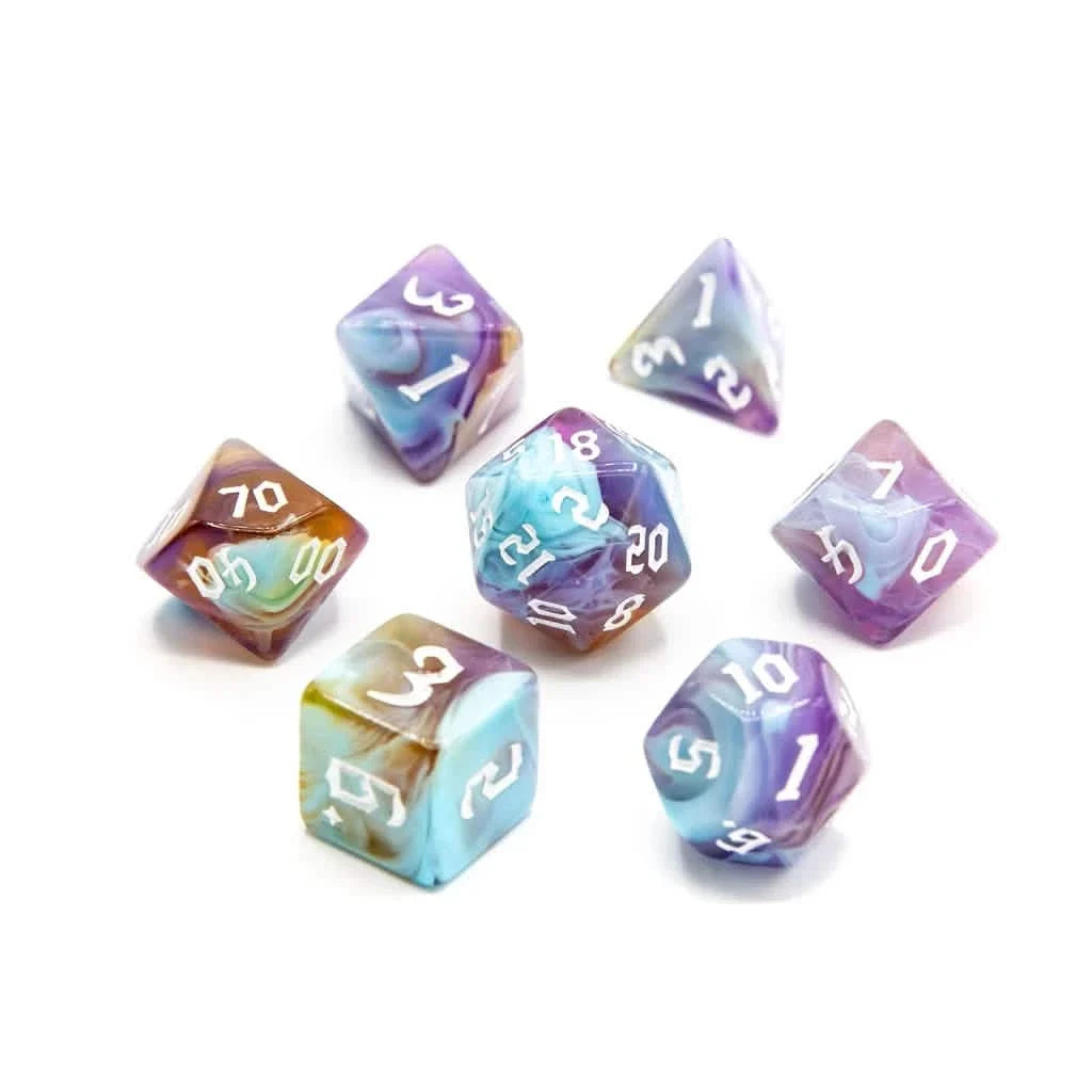 Mystic Earth | Soft Edge Dice | Acrylic | 7 Piece Set
