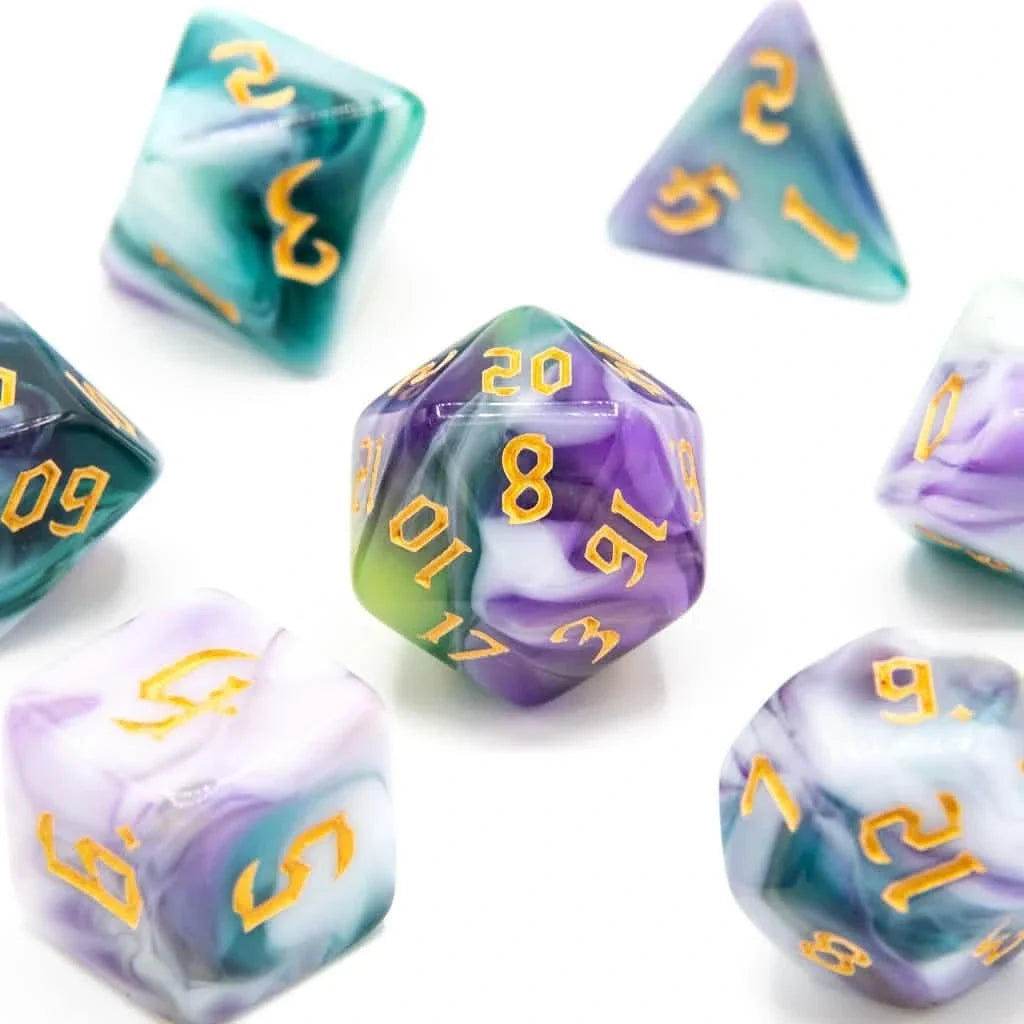 Mystic Tides | Soft Edge Dice | Acrylic | 7 Piece Set