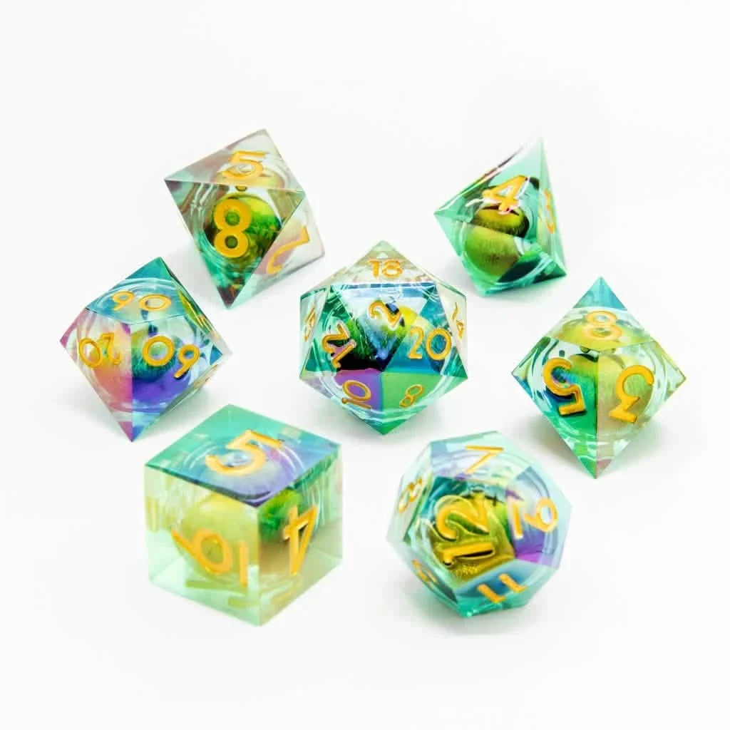 Eye of Illusion | Liquid Core Dice | Resin | 7 Piece Set