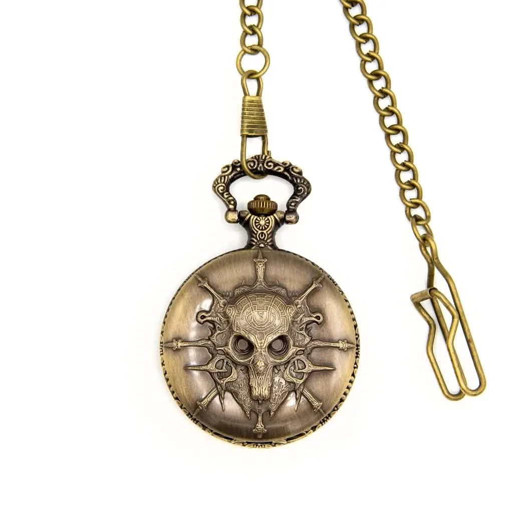 Death's Keeper | Pocket Watch Dice Case | Mini Dice | Ancient Gold