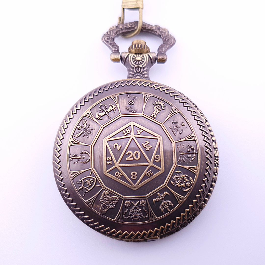 Adventurer's Cache | Pocket Watch Dice Case | Mini Dice | Ancient Gold