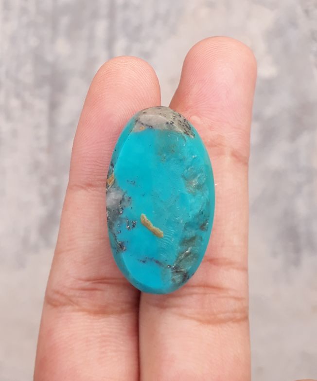 Natural Teal Green Turquoise  - Green Turquoise - 34.2ct- 29x17mm