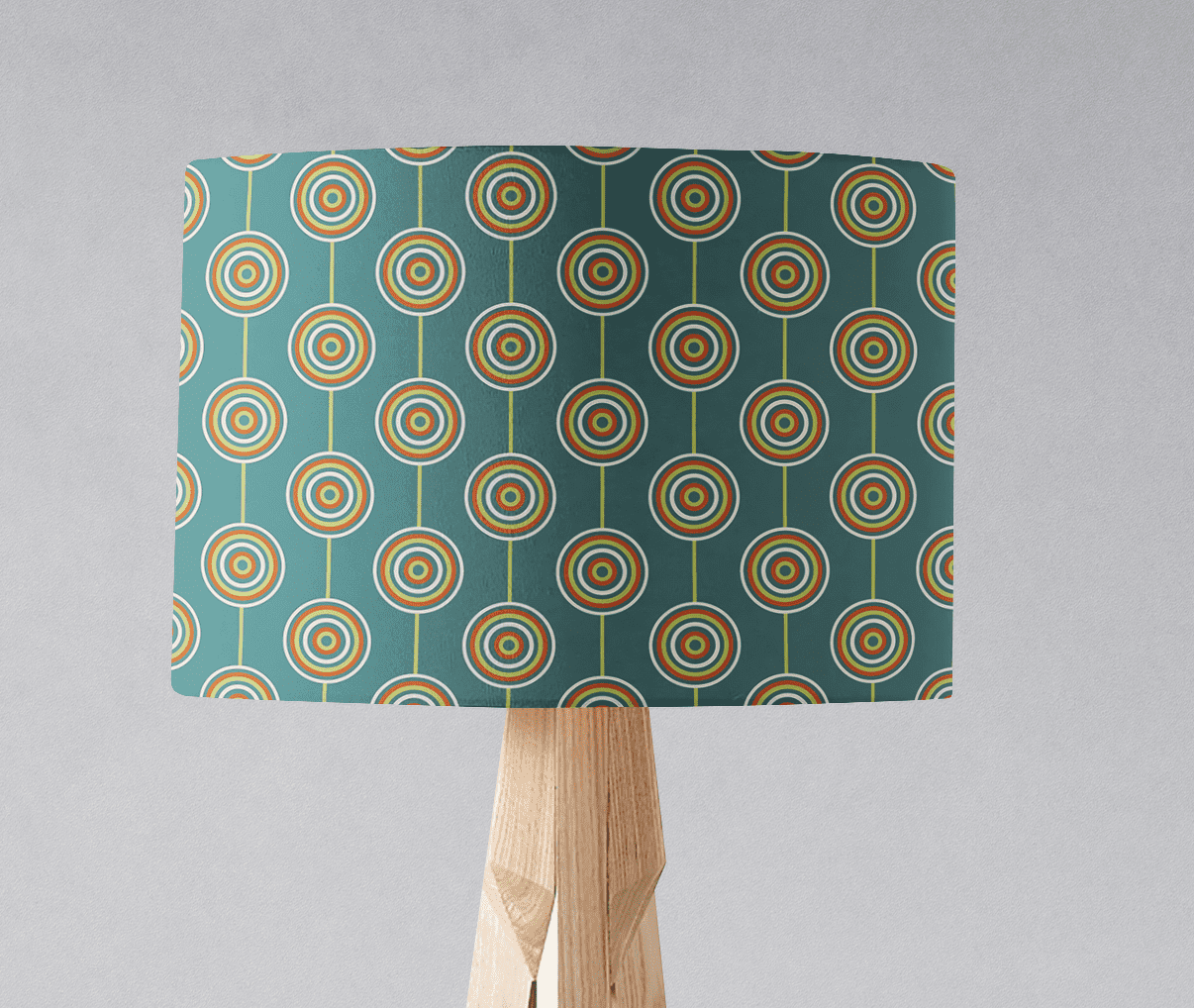 Teal Retro Circles Design Lampshade, Ceiling or Table Lamp Shade
