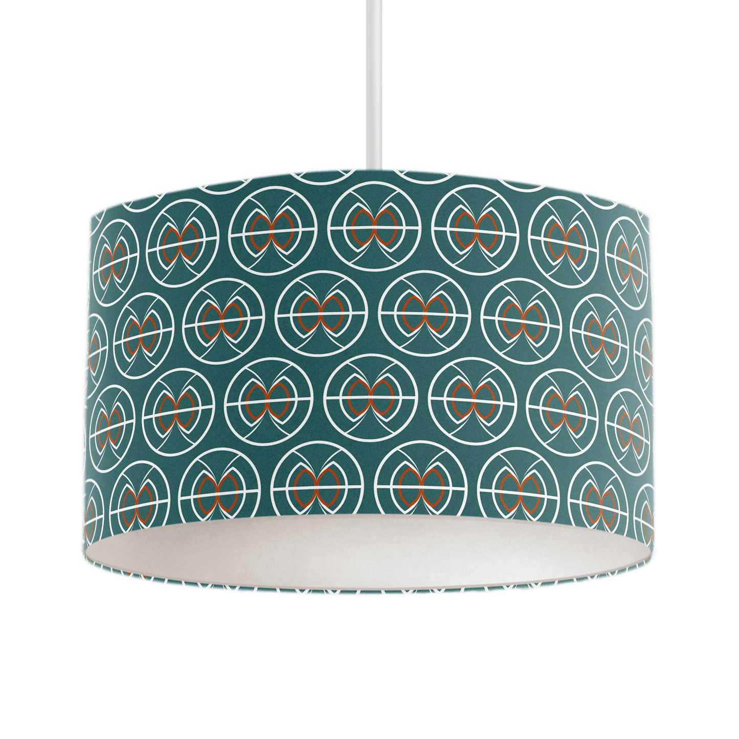 Teal and White Geometric Semi-Circle Design Lampshade, Ceiling or Table Lamp Shade