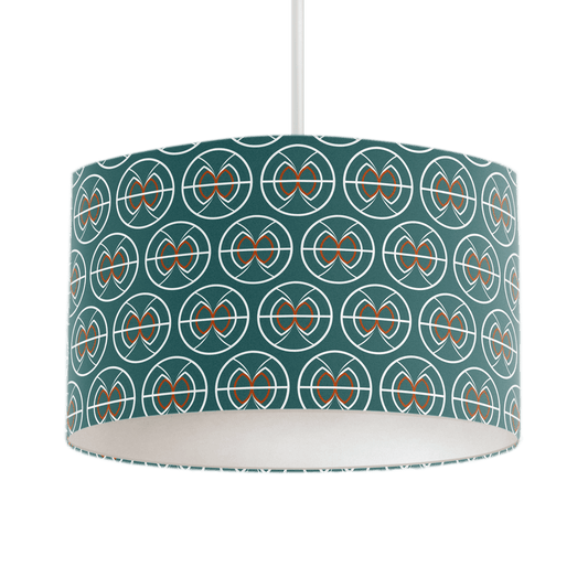 Teal and White Geometric Semi-Circle Design Lampshade, Ceiling or Table Lamp Shade