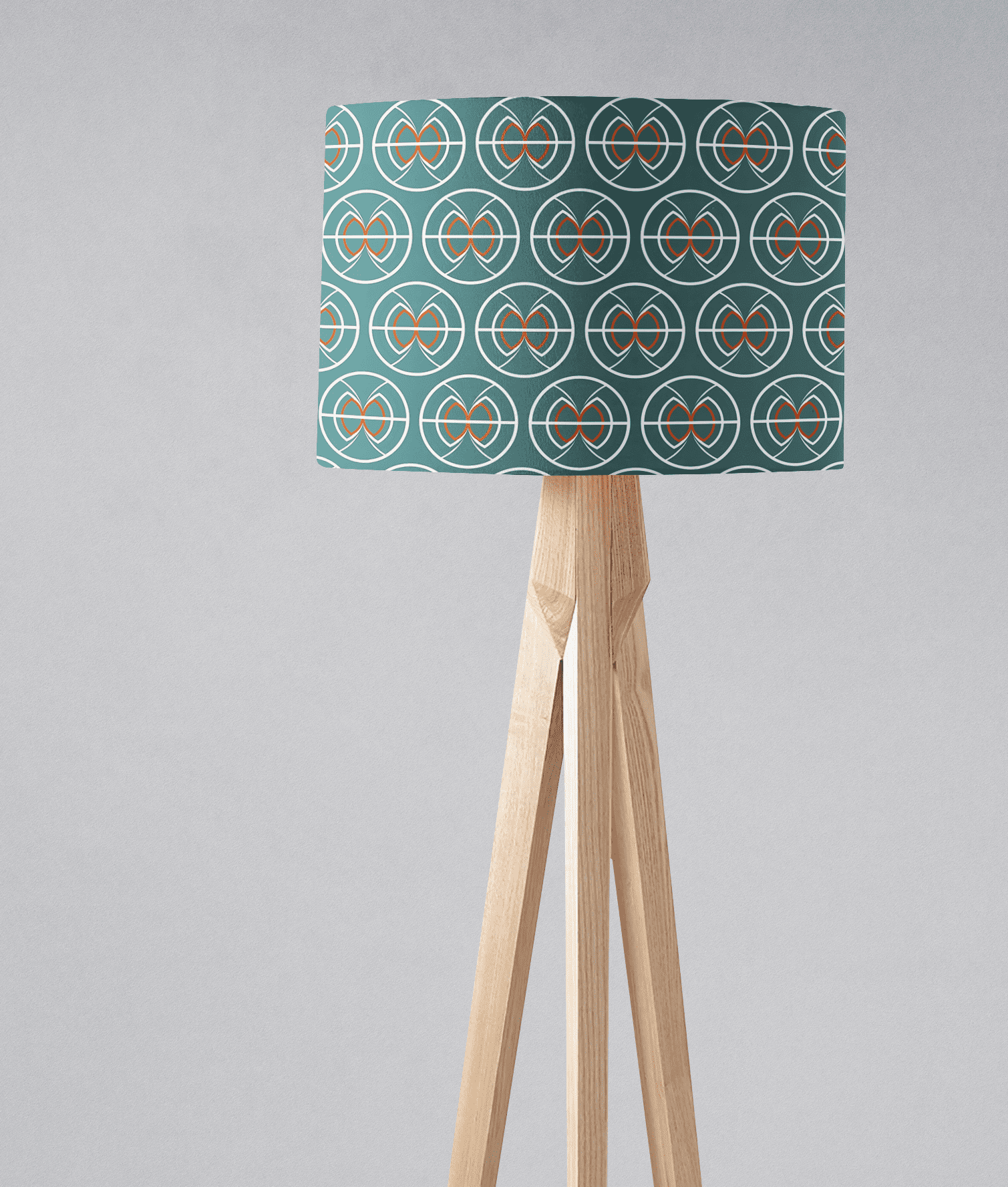 Teal and White Geometric Semi-Circle Design Lampshade, Ceiling or Table Lamp Shade