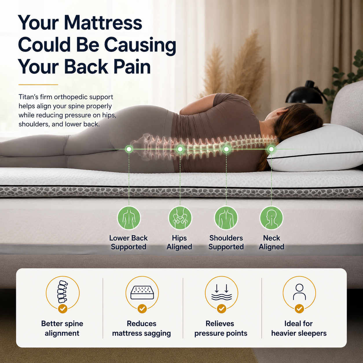 Brightr® Titan Deluxe Mattress Topper | Best Extra Firm & Maximum Support | 8 cm Reversible | Designed for Soft & Sagging Mattresses