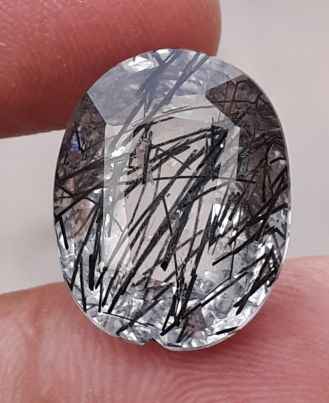 15ct Black Tourmalated Quartz - Black Rutile Quartz - Rutilated Quartz - 18.5x15x9mm