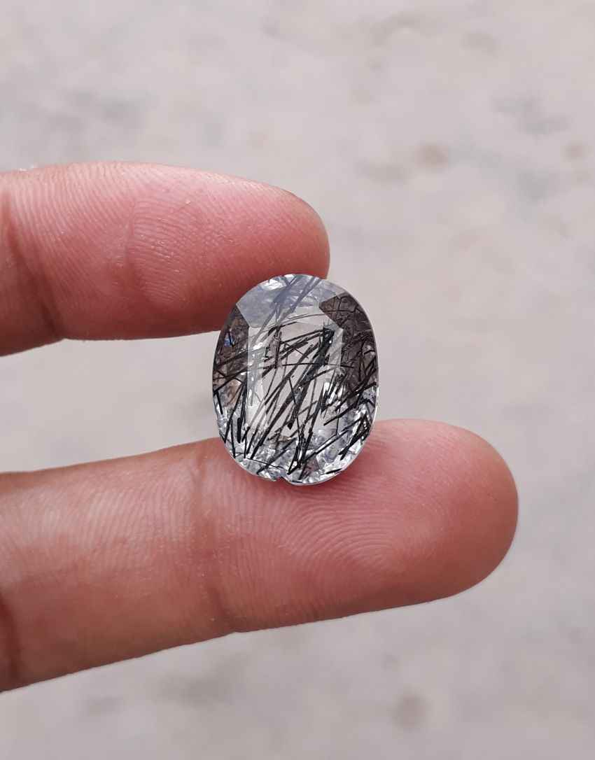 15ct Black Tourmalated Quartz - Black Rutile Quartz - Rutilated Quartz - 18.5x15x9mm