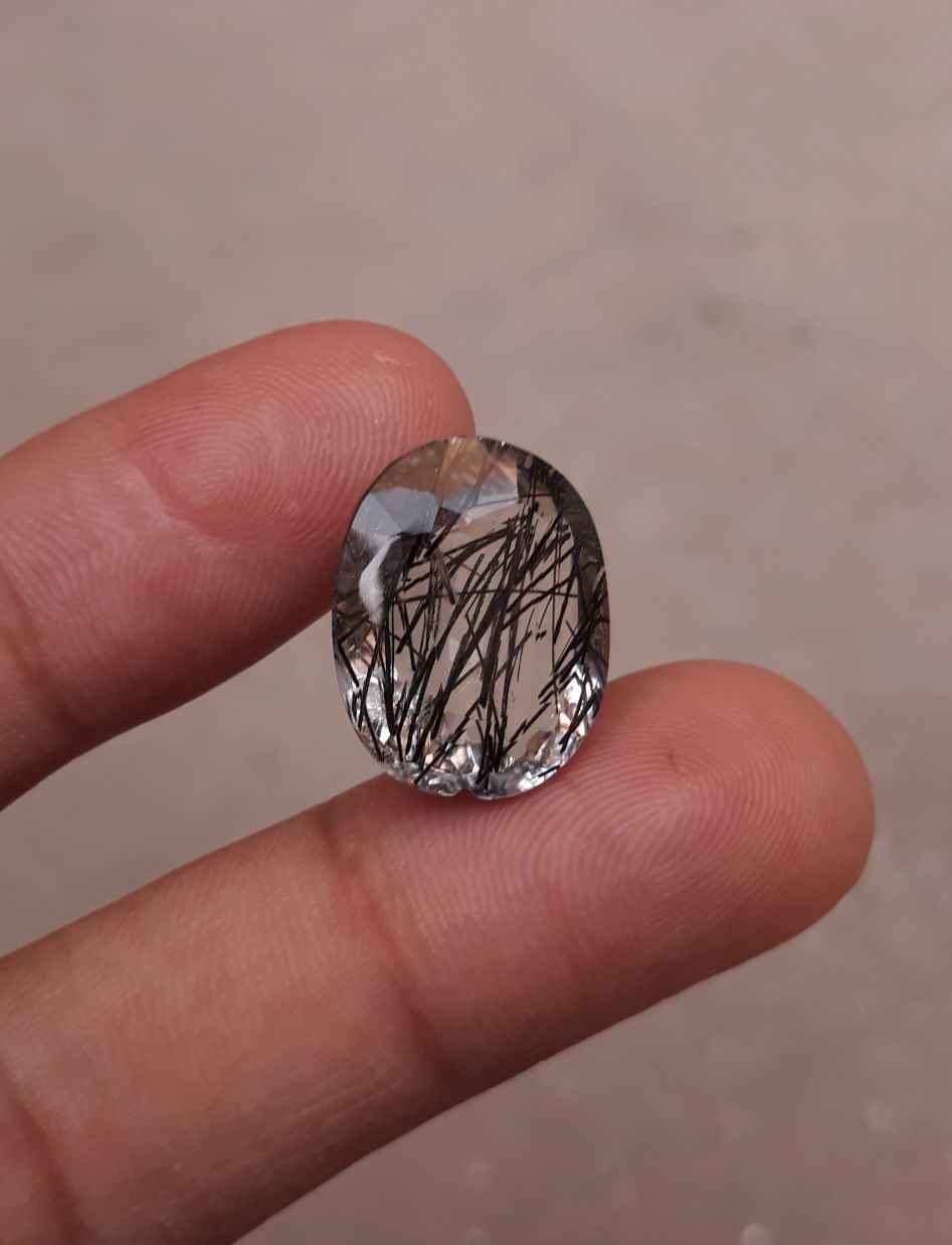 15ct Black Tourmalated Quartz - Black Rutile Quartz - Rutilated Quartz - 18.5x15x9mm