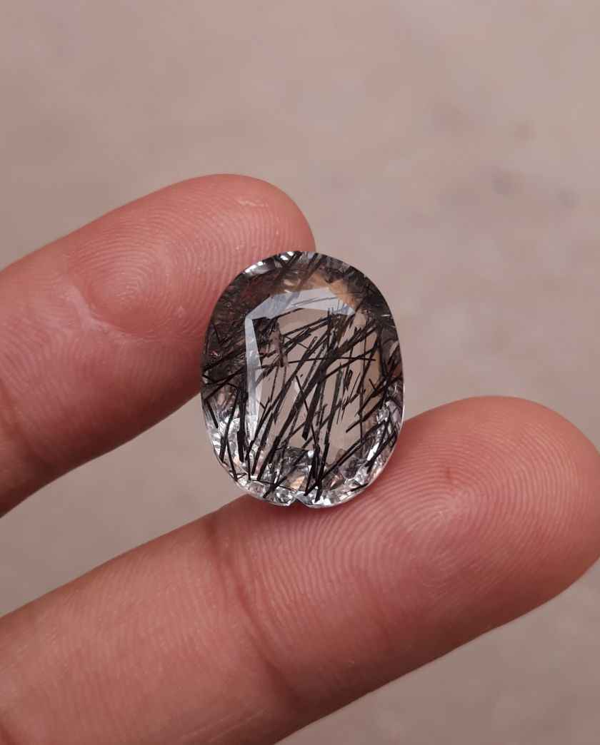 15ct Black Tourmalated Quartz - Black Rutile Quartz - Rutilated Quartz - 18.5x15x9mm