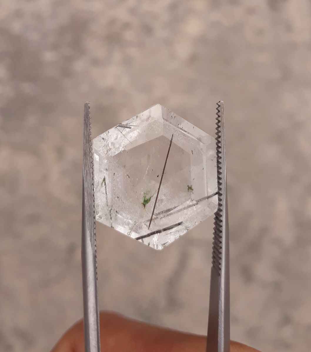 16.50ct Black Tourmalated Quartz - Black Rutile Quartz - Rutilated Quartz