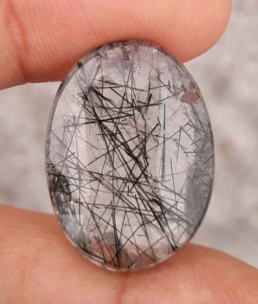 15ct Black Tourmalated Quartz - Black Rutile Quartz - Rutilated Quartz - 23x17x5mm