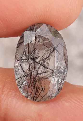 6.4ct Black Tourmalated Quartz - Black Rutile Quartz - Rutilated Quartz - 15x10x6mm