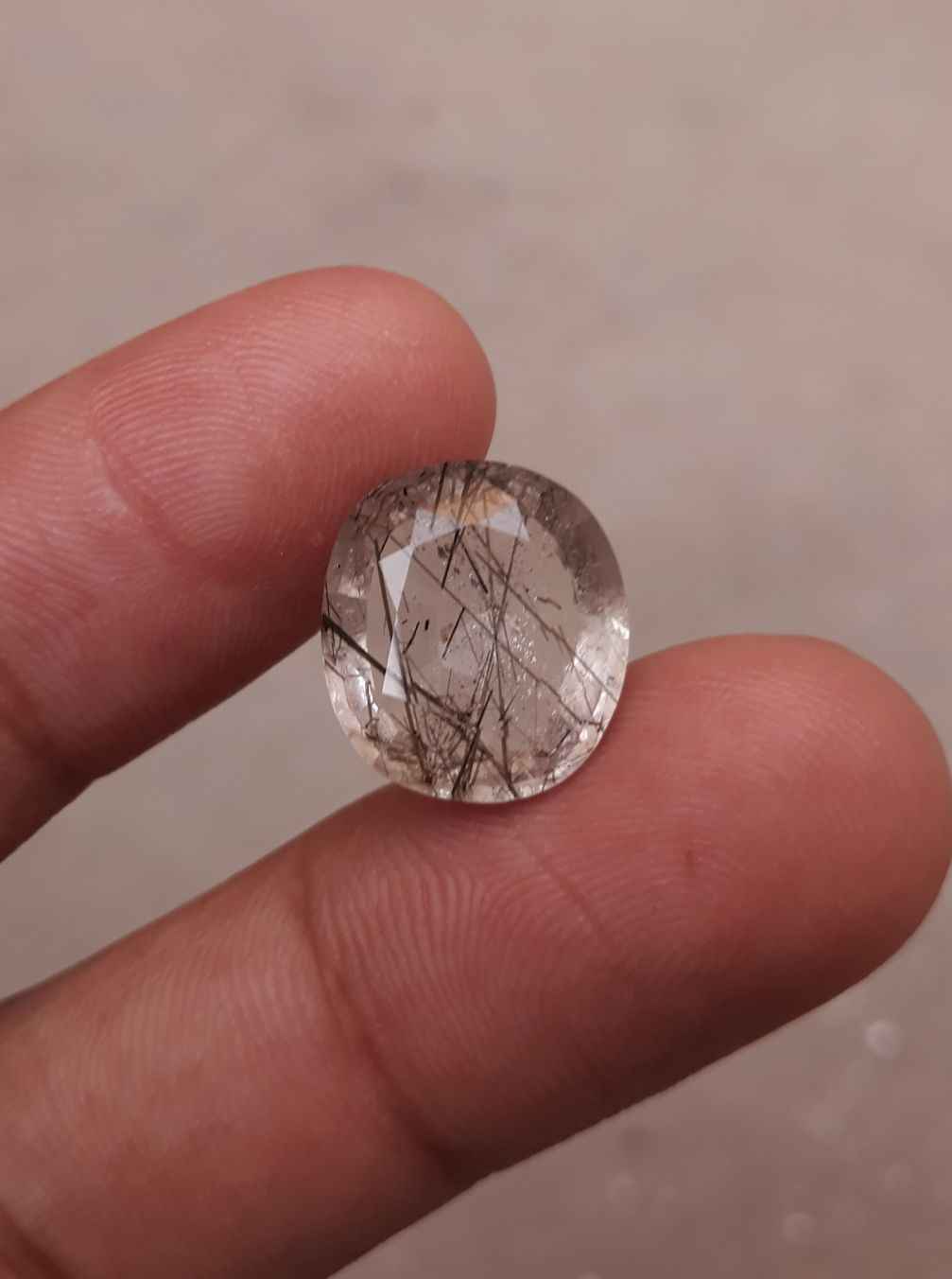 8.75ct Black Tourmalated Quartz - Black Rutile Quartz - Rutilated Quartz