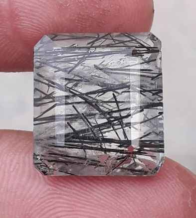 21.4ct Black Tourmalated Quartz aka Black Rutile Quartz - Rutilated Quartz - 21x17x9mm