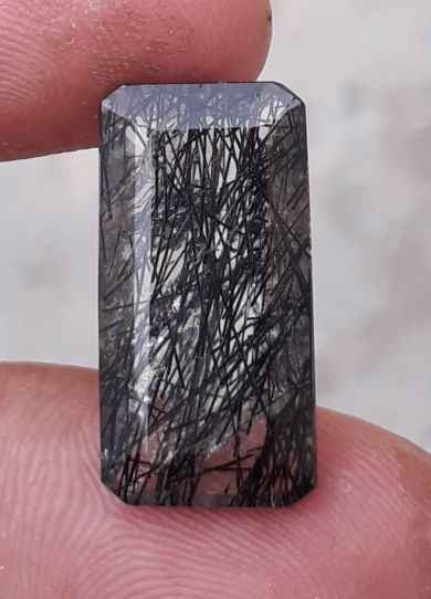 14.8ct Black Tourmalated Quartz - Black Rutile Quartz - Rutilated Quartz -22x12x7mm