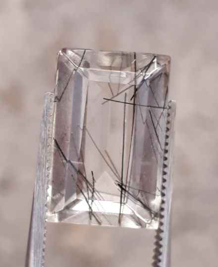 5.8ct Black Tourmalated Quartz  aka Black Rutile Quartz - Rutilated Quartz -14 x 10x6mm