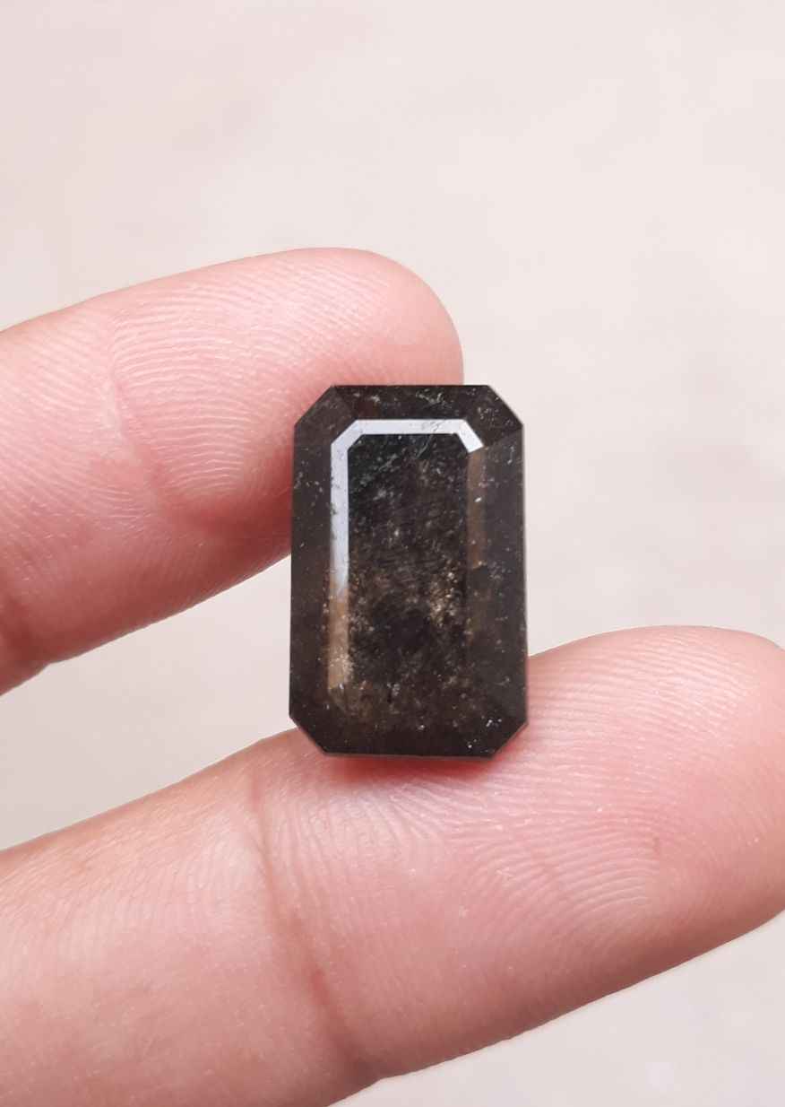 12.6ct Black Tourmalated Quartz - Black Rutile Quartz - Rutilated Quartz -18x11x7mm